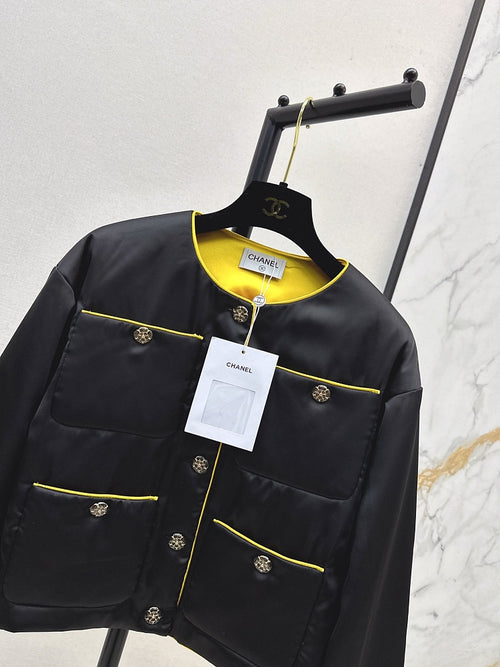 Chanel Noir Lumière Satin Jacket with Soleil Cuffs