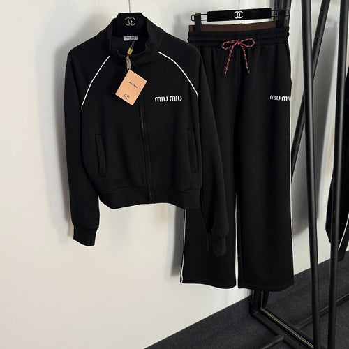 Miu Miu Luxe Sport Zip-Up Tracksuit Set