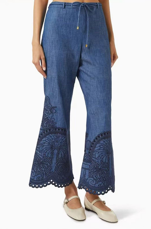 Zimmermann Indigo Embroidered Denim Co-Ord Set