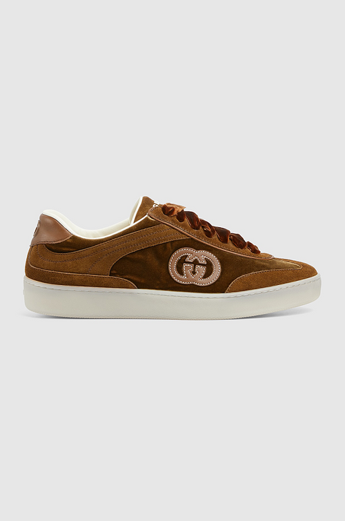 Gucci Velour GG Retro Low-Top Sneakers in Chestnut Brown
