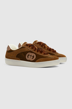 Gucci Velour GG Retro Low-Top Sneakers in Chestnut Brown