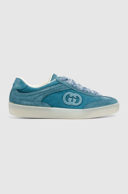 Gucci Velour GG Retro Low-Top Sneakers in Teal Blue