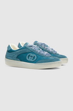 Gucci Velour GG Retro Low-Top Sneakers in Teal Blue