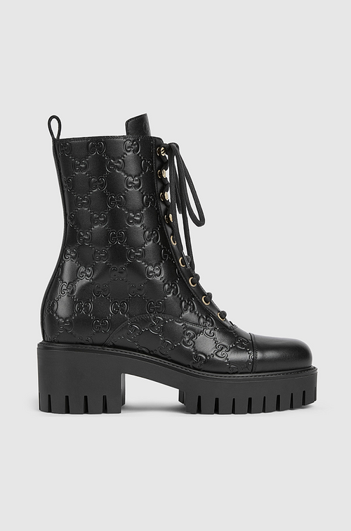 Gucci Nero Combat Lace-Up Boots with Signature Horsebit Detail