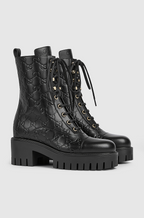 Gucci Nero Combat Lace-Up Boots with Signature Horsebit Detail