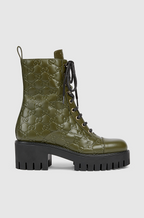 Gucci GG Embossed Combat Boots – Olive Green