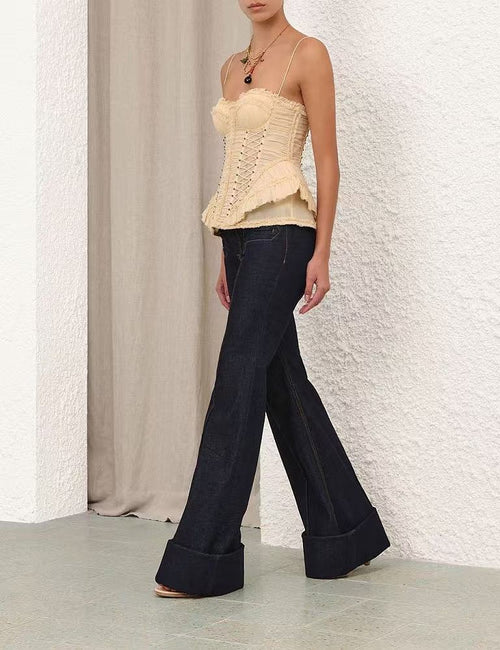 Zimmermann Écru Héritage Lace-Up Corset Top