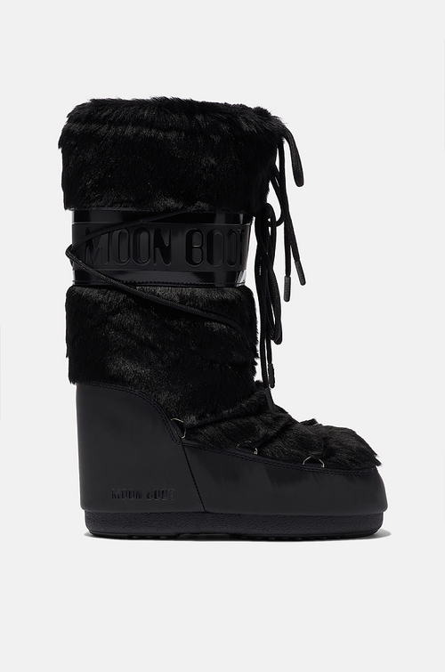 Moon Boot® Iconic Faux Fur Tall Snow Boots – Black Luxe Edition