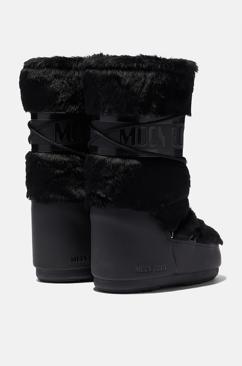 Moon Boot® Iconic Faux Fur Tall Snow Boots – Black Luxe Edition