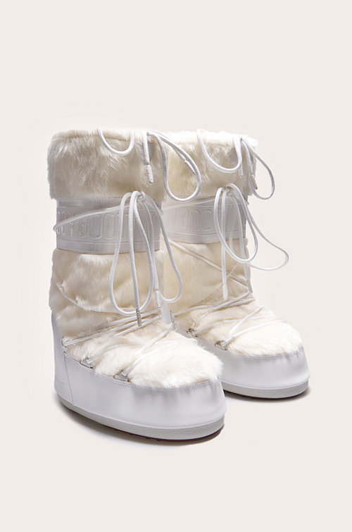 Moon Boot® Icon Faux Fur Wedge Snow Boots – Arctic White
