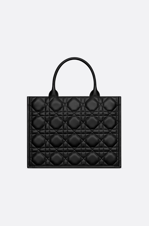 "Dior Toujours Medium Tote” Black Cannage Quilted Leather with Gold-Tone Charms on