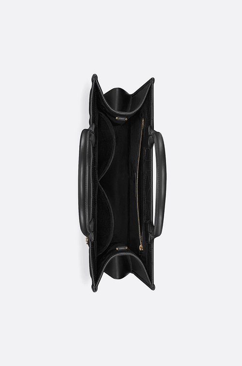 "Dior Toujours Medium Tote” Black Cannage Quilted Leather with Gold-Tone Charms on