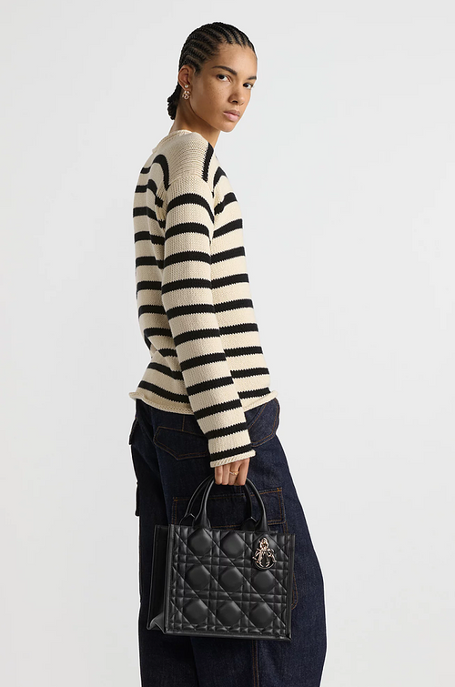 Dior Caro Small Book Tote in Cannage Quilted Lambskin (Black or White)