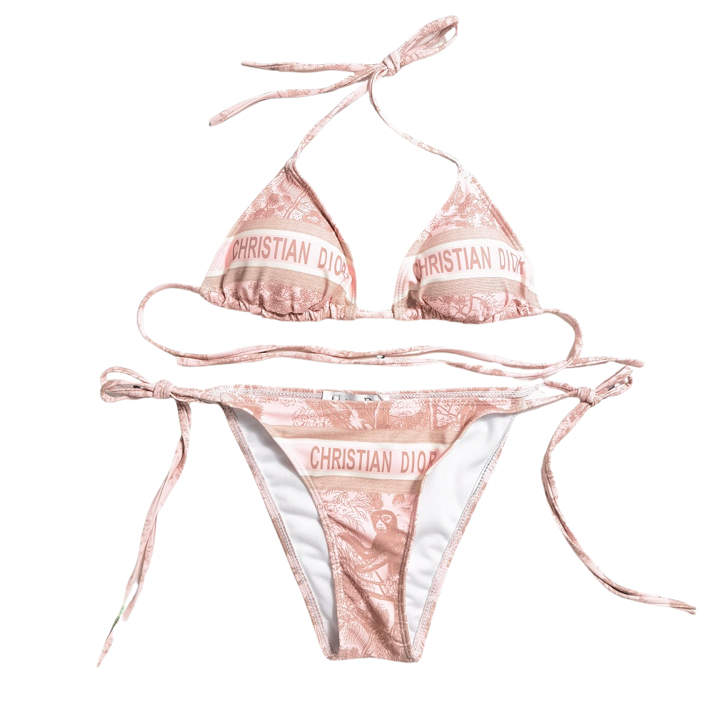 Christian Dior ピンク ロゴビキニ Christian Dior Toile de Jouy Triangle Bikini Set – LUXE LIVING