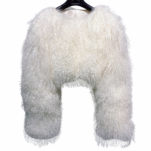 “Plush Prism” Mongolian Curly Faux Fur Cropped Jacket