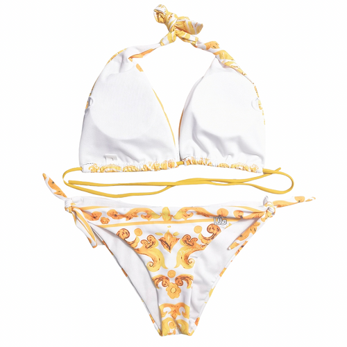 Dolce & Gabbana Baroque Print Triangle Bikini Set