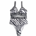 Dolce & Gabbana Zebra Monogram One-Piece Swimsuit