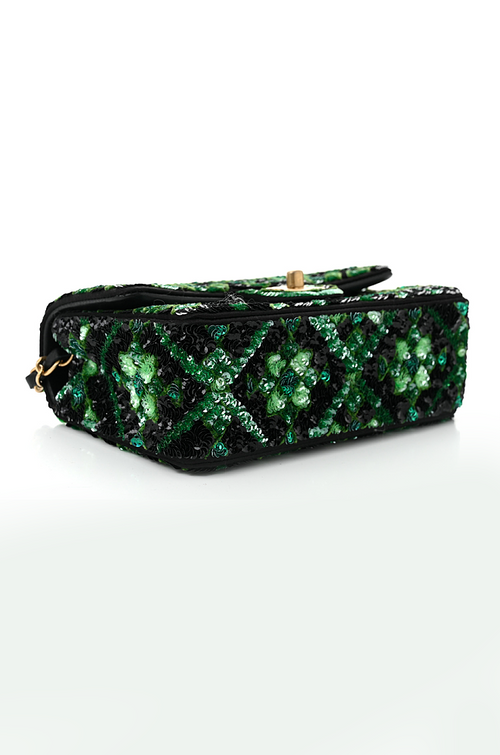 Chanel Emerald Sequin Classic Flap Bag