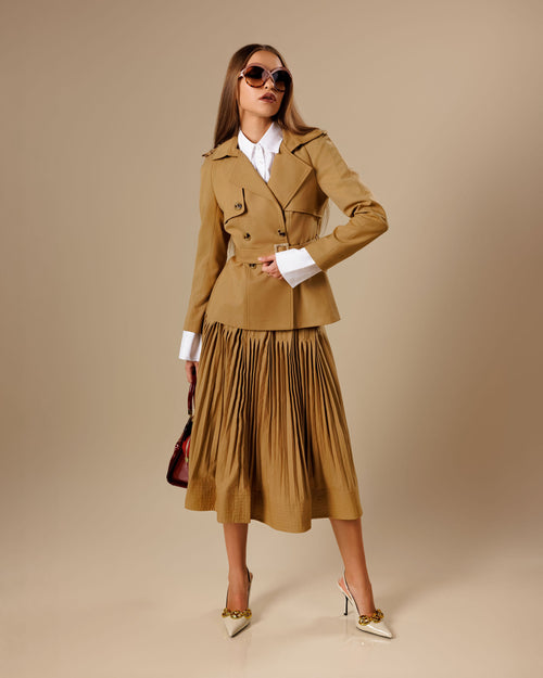 ‘Luxe Global’ Trench Jacket Skirt Set