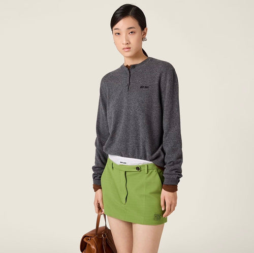 MIU MIU Fine-Knit Henley Sweater