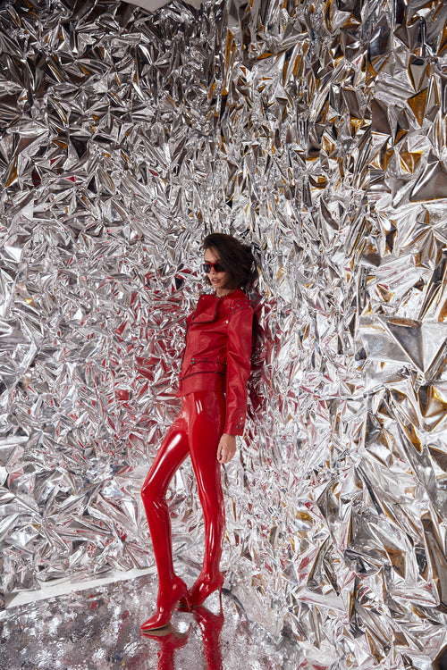 'Arvilla' Patent Leather Stretch Pants Boots