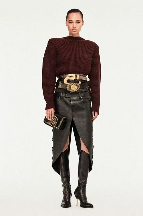 Schiaparelli Surrealist Lace-Back Ribbed Knit Sweater — Burgundy