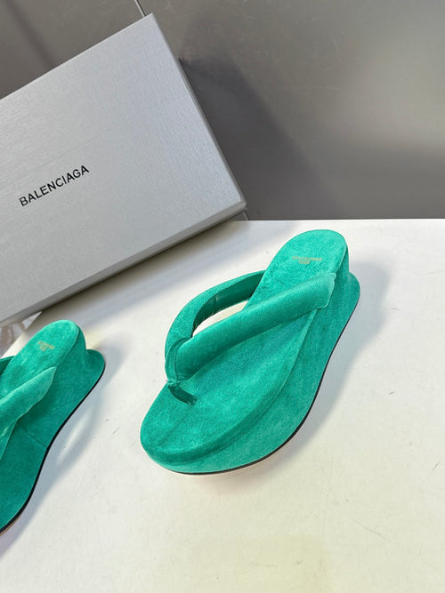 BALENCIAGA “Cloud Platform” Suede Flip-Flop Sandals