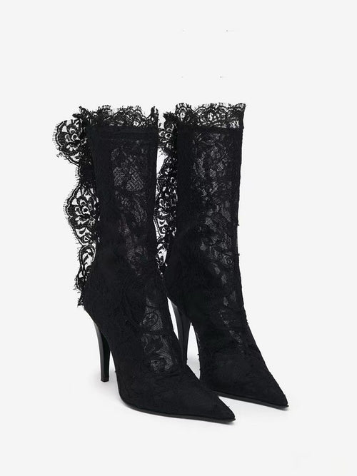 Noire Chantilly Lace Stiletto Boots