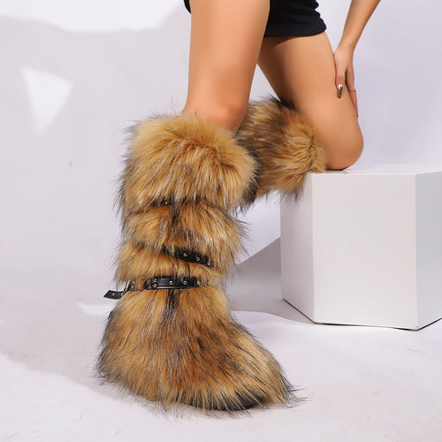 ‘Lalea’ Fur Knee High Boots