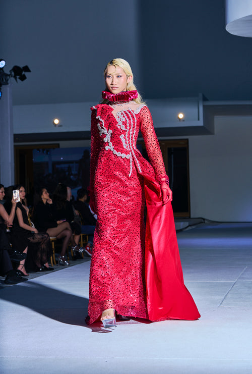 Crimson Dominion Couture Gown