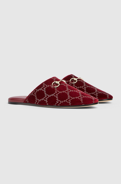Gucci Velvet Horsebit Mule Loafers – Rosso Rubino (Burgundy)