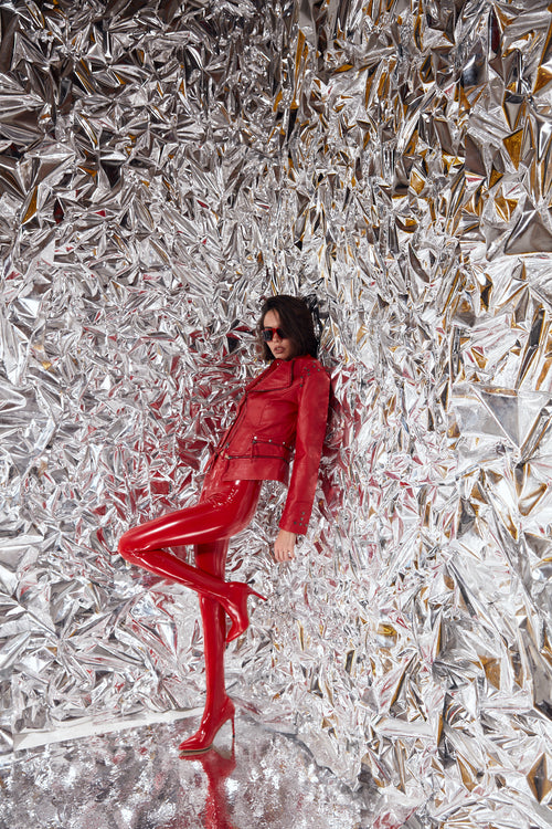'Arvilla' Patent Leather Stretch Pants Boots