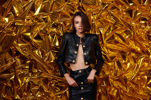 'Ameer' Luxury Leather Skirt Set