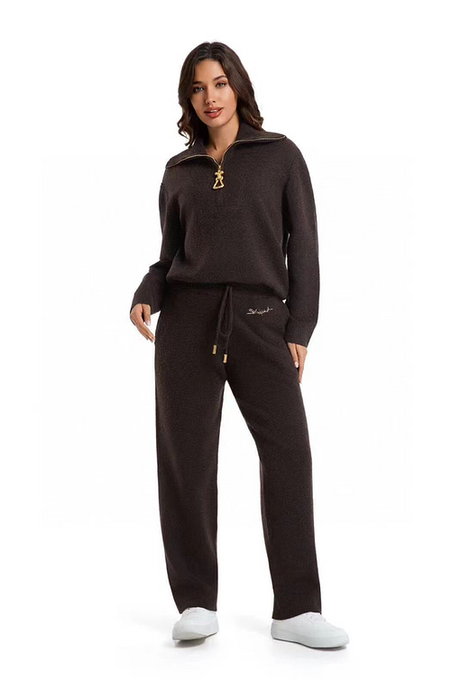 Schiaparelli Surrealist Zip-Neck Knit Lounge Set