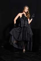 “Amara Voile” Layered Chiffon Halter Gown