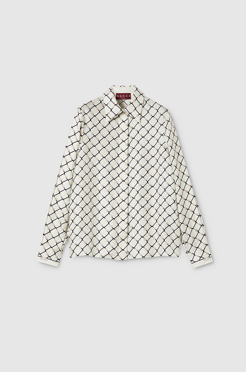 Gucci Horsebit Lattice Silk Shirt – Avorio Signature