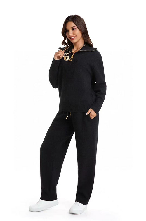 Schiaparelli Surrealist Zip-Neck Knit Lounge Set