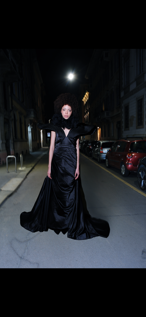 Puissance Sculptée Collection -Aile Noire Sculpted Wing Gown