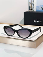 CHANEL Oval Acetate Signature Sunglasses