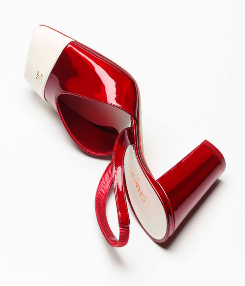 CHANEL “Rouge Éclipse” Metallic Slingback Pumps
