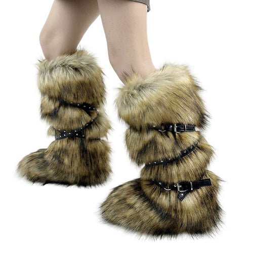 ‘Lalea’ Fur Knee High Boots