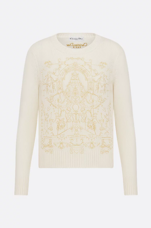 Dior Toile de Jouy Embroidered Knit Sweater