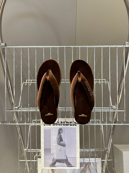 BALENCIAGA “Cloud Platform” Suede Flip-Flop Sandals