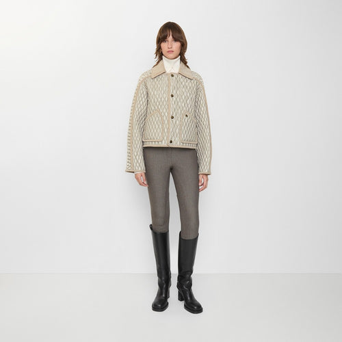 Burberry Quilted Velvet-Collar Jacket -Soft Ecru