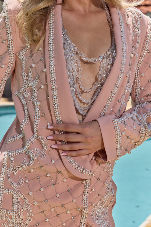 Stefano-Luxe Pearl Blazer Dress