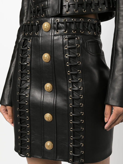 ‘Beulah London’ Leather Skirt Set