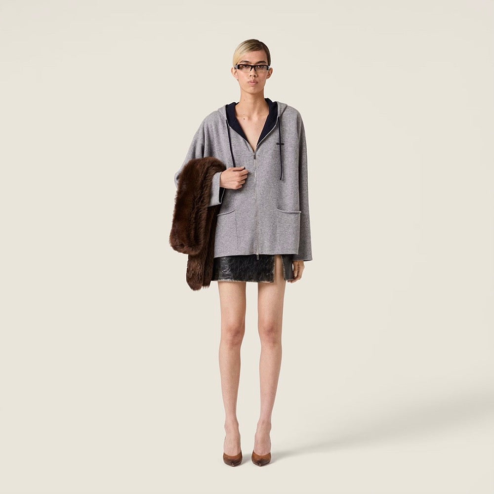 Miu Miu Zip-Front Wool Hoodie Jacket – LUXE LIVING FASHIONS