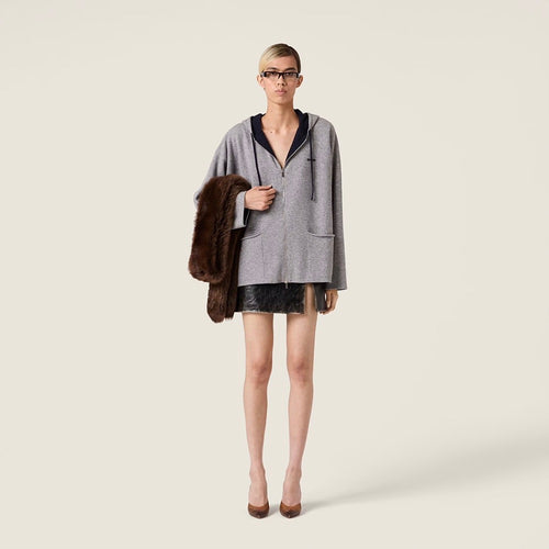 Miu Miu Zip-Front Wool Hoodie Jacket