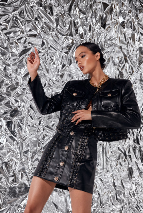 ‘Beulah London’ Leather Skirt Set