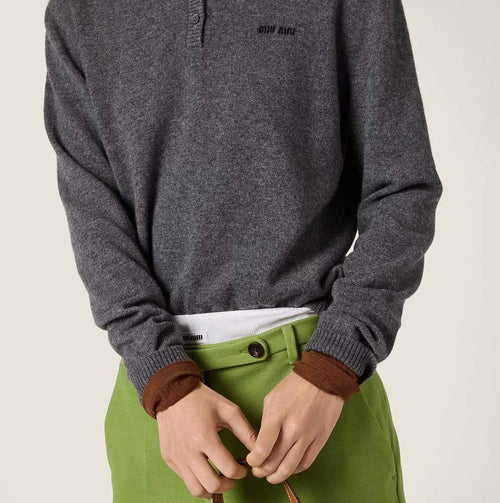 MIU MIU Fine-Knit Henley Sweater